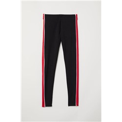 Лосины леггинсы черные с красной полосой