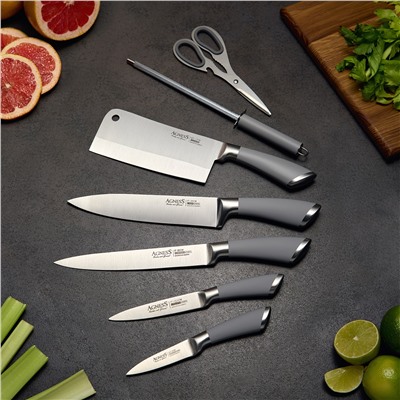 НАБОР НОЖЕЙ AGNESS НЖС НА ПЛАСТИКОВОЙ ВРАЩАЮЩЕЙСЯ ПОДСТАВКЕ 8 ПР.