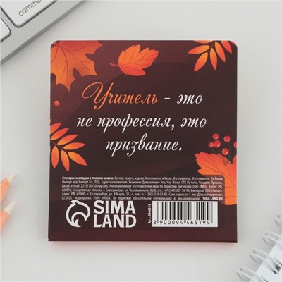 Стикеры для заметок, с липким краем, 20 л., 4 шт. «Лучшему учителю»