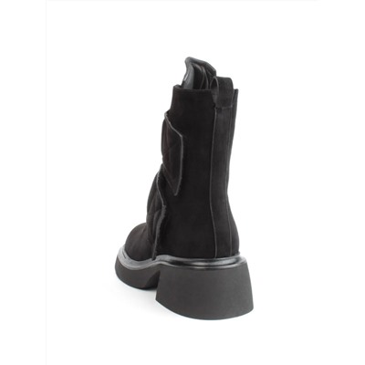 04-M3-HSM711 BLACK Ботинки зимние женские (натуральная замша, натуральный мех)