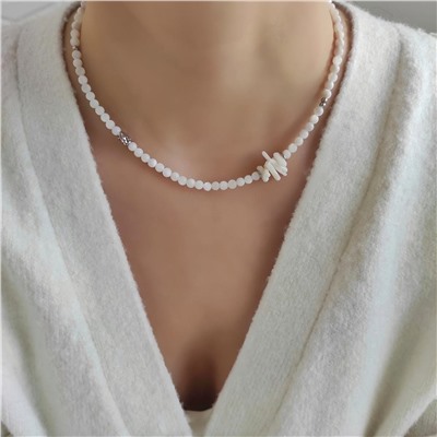 Сет из перламутра и коралла в белом металле