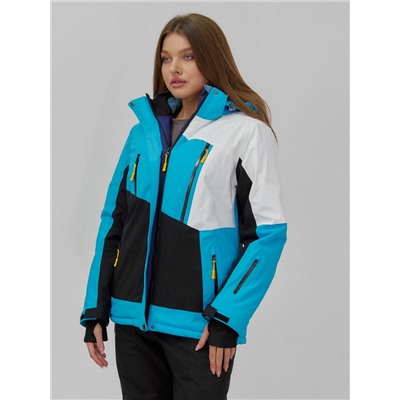 Горнолыжная куртка женская зимняя синего цвета 7081S