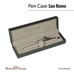 Ручка шариковая автоматическая, 1.0 мм, BrunoVisconti SAN REMO, стержень синий, серый металлический корпус Soft Touch, в футляре
