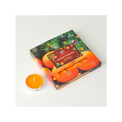 Набор свечей ароматических чайных «Зимний мандарин», 10 г, 9 шт.