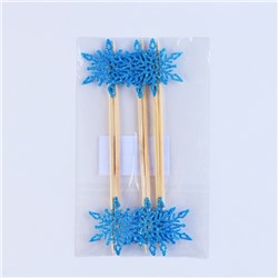 Шпажки «Снежинка», уголок, в наборе 6 штук, голубые