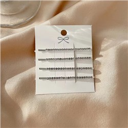 Невидимки для волос со стразами 4 шт. СЕРЕБРО