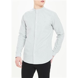 Long Sleeve Slim Fit Grandad Collar Oxford Shirt