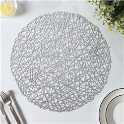 Салфетки сервировочные на стол Доляна «Паутинка», d=38 см, 4 шт., серебряные