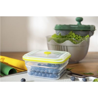 Контейнер для переноски и хранения силиконовый квадратный складной Silikobox, 900 мл, зеленый