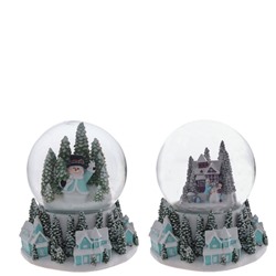 GAEM Фигур декор в стекл шаре "Снеговик/Дом" (подсв, муз, вьюга, AAAх3 н/п), D 10 см, L12 W11,5 H14 см, 2