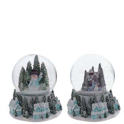 GAEM Фигур декор в стекл шаре "Снеговик/Дом" (подсв, муз, вьюга, AAAх3 н/п), D 10 см, L12 W11,5 H14 см, 2
