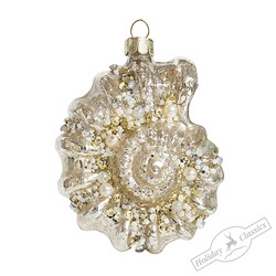 Ракушка Аммонит серебряная винтаж (стекло) 7х5х9,5 см