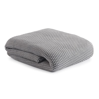 Плед из стираного хлопка серого цвета из коллекции Essential, 130х180 см