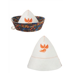 Шапка банная "Панама" Жар-птица" с вышивкой и принтом, войлок