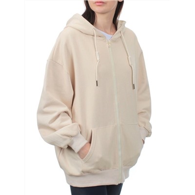 3267 BEIGE Толстовка на молнии женская (95% хлопок, 5% спандекс)