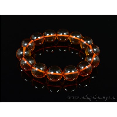 Браслет из янтаря шарик 16мм св.коньячный