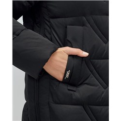 Куртка зимняя женская классическая с капюшоном черного цвета 7671Ch