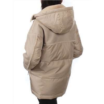902 BEIGE Куртка зимняя облегченная женская (холлоффайбер 150 гр., искусственная дубленка)