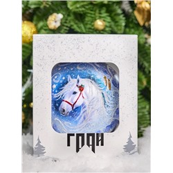 Елочный шар декорированный стеклянный "Зимняя грация"
