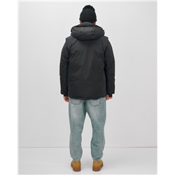 Куртка - жилетка трансформер с подогревом 2 в 1 мужская зимняя черного цвета 6668Ch