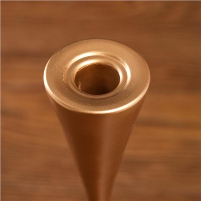 Стеклянный подсвечник на 1 свечу «Узкий бокал», набор 2 шт., золото матовое, 28×10.8×10.8 см