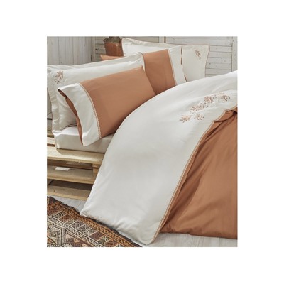 2 сп. Евро Комплект Постельного Белья Cotton Saten Efza-Terra Çift - EcoCotton