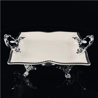 205-901 Блюдо 33см на ножках с ручками ATLANTIS в под.уп.(х4)Фарфор