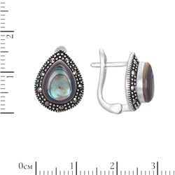 Серьги 'Капля' с перламутром и марказитами ТАСН.269ПЛ2N