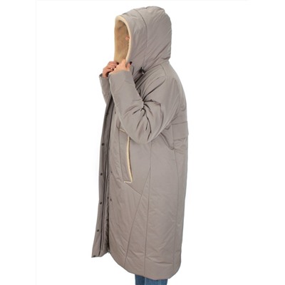 M-9079 GRAY/BEIGE Пальто зимнее женское CORUSKY (верблюжья шерсть)