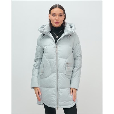 Куртка зимняя женская с капюшоном модная голубого цвета 3193Gl