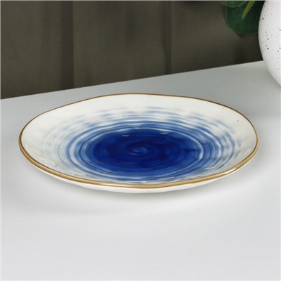 Тарелка Доляна «Космос», d=18.5 см, фарфор, белая, синяя