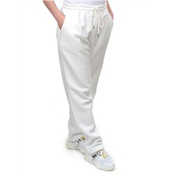 M055 WHITE Брюки спортивные женские на флисе (100% хлопок) 7986