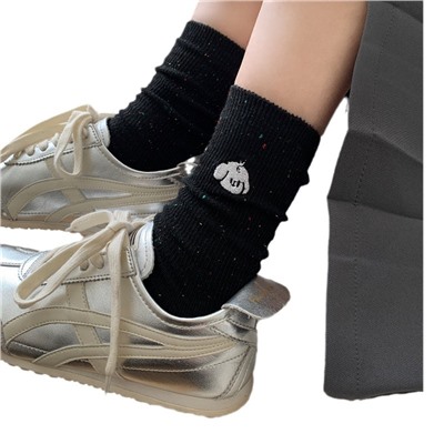 Spring summer brand cartoon cute knee socks, with embroidery, mid-length, 24 years, Korean style