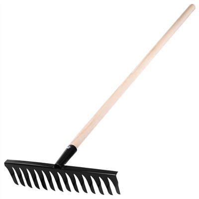 Грабли стальные, 350х1300 мм, 14 витых зубьев, деревянный черенок, Сибртех