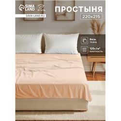 Простыня 2 спальная «Этель», 220×215 см, бежевая, хлопок 100%, бязь