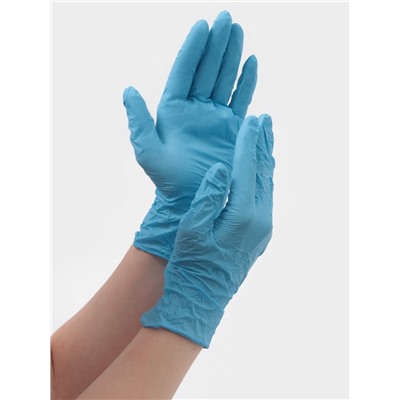 Перчатки нитриловые, неопудренные, нестерильные, размер M, 50 пар, голубые