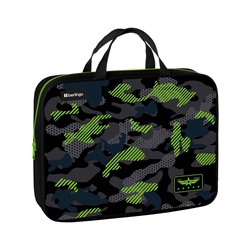 Папка текстильная с ручками 1 отделение, А4 Berlingo "Black and green", 350*265*80мм, текстиль, на молнии