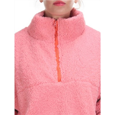 2568 PINK Кофта плюшевая женская Тедди на синтепоне  (50 гр. синтепон)