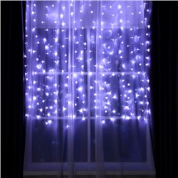 УЦЕНКА Гирлянда «Занавес», 2×1.5 м, IP20, 360 LED, 220 В, 8 режимов, прозрачная нить, свечение белое