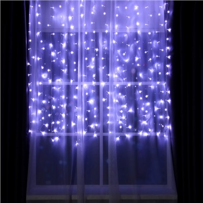 УЦЕНКА Гирлянда «Занавес», 2×1.5 м, IP20, 360 LED, 220 В, 8 режимов, прозрачная нить, свечение белое