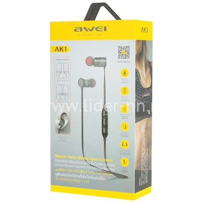 Наушники MP3/MP4 AWEI (AK1) Bluetooth вакуумные черные