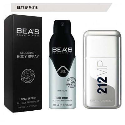 Дезодорант Beas M218 Carolina Herrera 212 Vip For Men deo 200 ml, Дезодорант мужской  Beas M218  создан по мотивам аромата Carolina Herrera 212 Vip For Men.