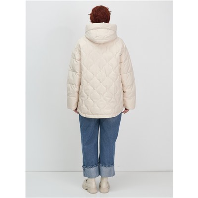 Куртка женская демисезонная с капюшоном бежевого цвета 1140B