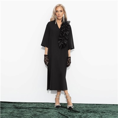 Платье с разрезом, Сияние глянца (чёрное)