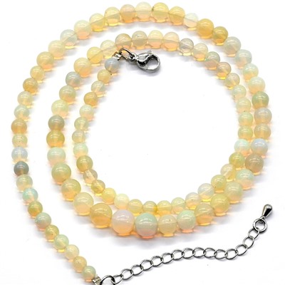 Бусы натуральный камень опал шарик 4-6мм на увеличение, 48см, 11,5г