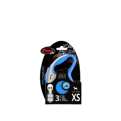 Рулетка Flexi NEW LINE Comfort XS (до 12 кг) лента, 3 м серый/синий