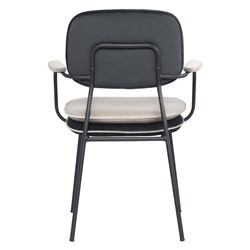 Стул с подлокотниками и контрастным кантом Pea, велюр, темно-серый/бежевый