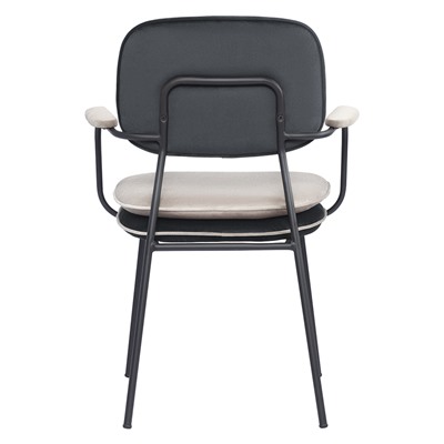 Стул с подлокотниками и контрастным кантом Pea, велюр, темно-серый/бежевый