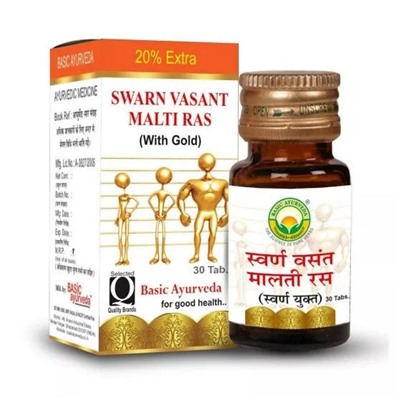 Сварн Васант Малти Рас (30 таб), Swarn Vasant Malti Ras, произв. Basic Ayurveda