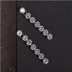 Серьги со стразами «Голливуд» дорожка, белые в золоте